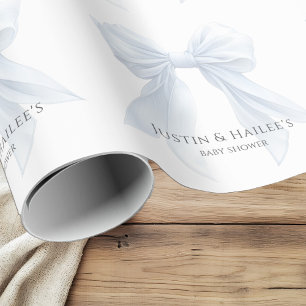 Personalised White Bow Girl Coquette Baby Shower Wrapping Paper