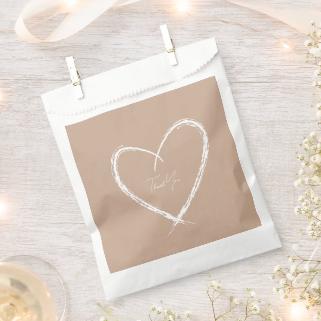 Personalised White Bridal Shower Taupe Favour Bags (Clipped)