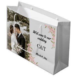 Personalised White & Brown Bohemian Wedding Large Gift Bag