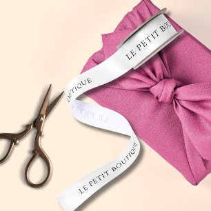 Personalised White Business Name Satin Ribbon
