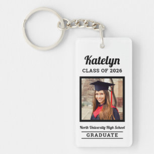 Personalised White Class of 2025 Graduation Photo Key Ring