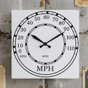 Personalised White Classic Car Speedometer Clock
