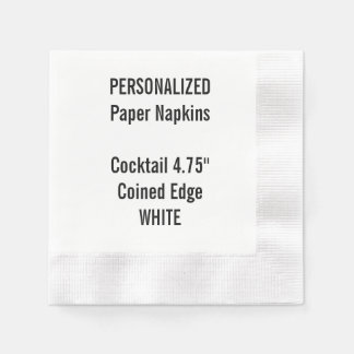 Personalised WHITE Coined Cocktail Paper Napkin