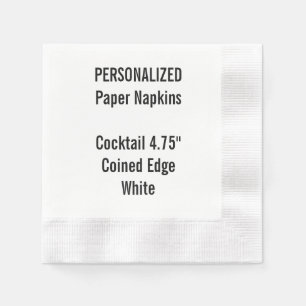 Personalised WHITE Coined Cocktail Paper Napkin
