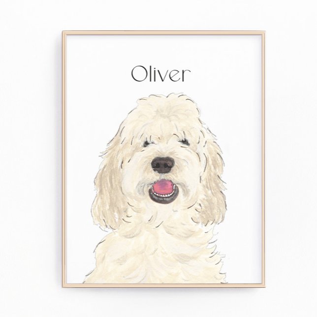 Personalised White Cream Doodle Dog Art Photo Print (Creator Uploaded)