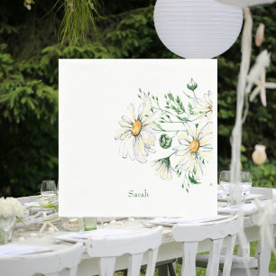 Personalised White Daisies Shower Cocktail II Napkin