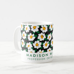 Personalised White Daisy Flower Mug   Custom Name 