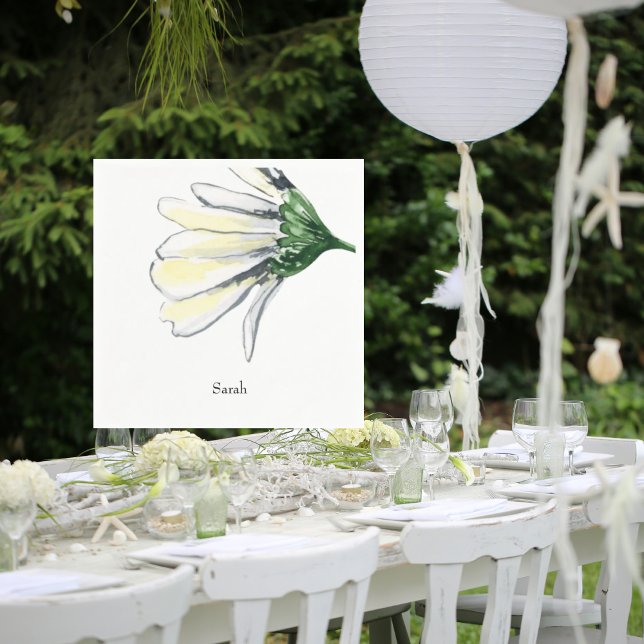 Personalised White Daisy Shower Cocktail  Napkin (Creator Uploaded)