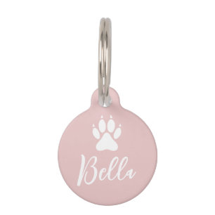 Personalised White Dog Paw Print with Phone Number Pet Tag