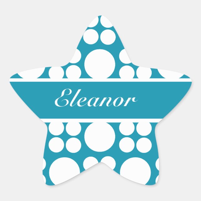 Personalised White Dot Pattern on Bondi Blue Star Sticker (Front)