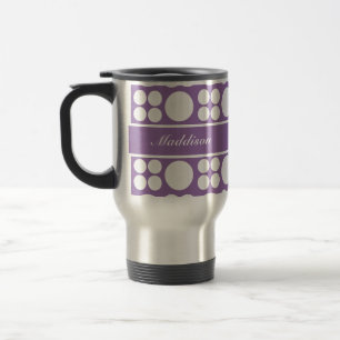 Personalised White Dot Pattern on Ce Soir Purple Travel Mug