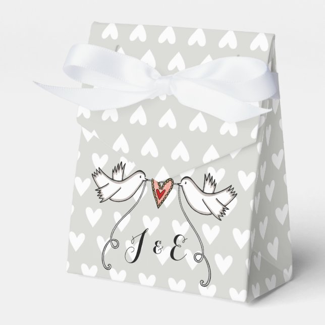 Personalised White Doves Wedding Favour Box (Front Side)