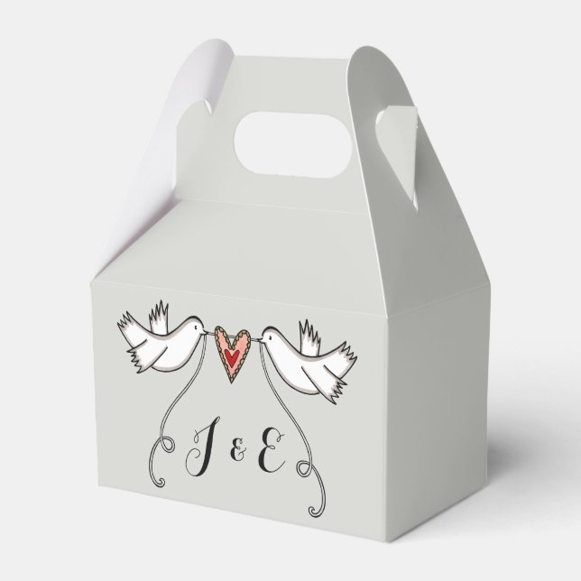 Personalised White Doves Wedding Favour Box (Front Side)