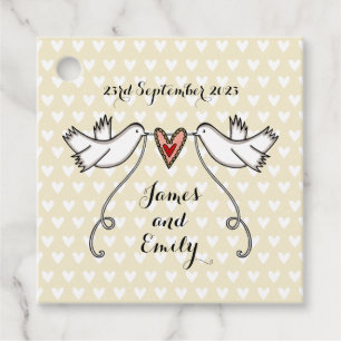 Personalised White Doves Wedding Favour Tags
