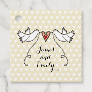 Personalised White Doves Wedding Favour Tags