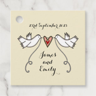 Personalised White Doves Wedding Favour Tags