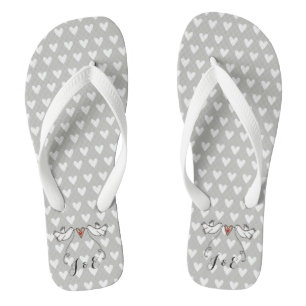 Personalised White Doves Wedding Flip Flops