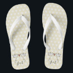 Personalised White Doves Wedding Flip Flops<br><div class="desc">An illustration of 2 beautiful doves holding flowing ribbon with a love heart attached</div>