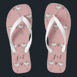 Personalised White Doves Wedding Flip Flops<br><div class="desc">An illustration of 2 beautiful doves holding flowing ribbon with a love heart attached</div>