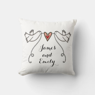 Personalised White Doves Wedding Gift Cushion