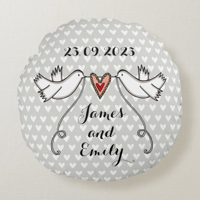 Personalised White Doves Wedding Gift Cushion (Front)