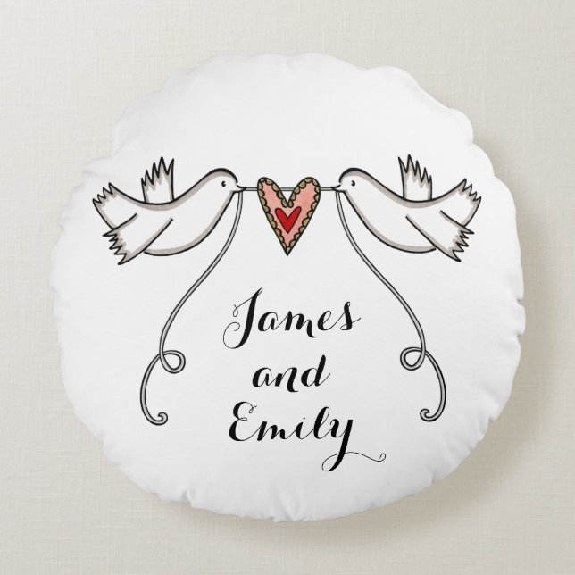 Personalised White Doves Wedding Gift cushion (Front)