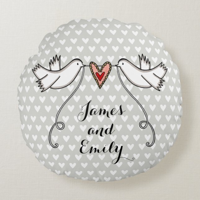 Personalised White Doves Wedding Gift cushion (Front)