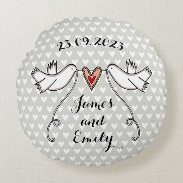 Personalised White Doves Wedding Gift Cushion (Front)