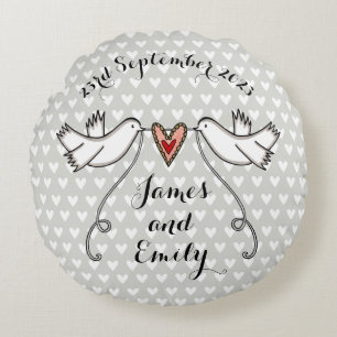 Personalised White Doves Wedding Gift Cushion