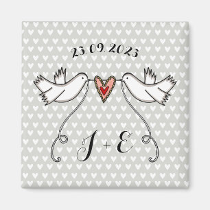 Personalised White Doves Wedding Magnet Favour