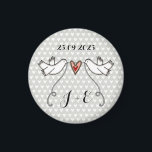 Personalised White Doves Wedding Magnet Favour<br><div class="desc">An illustration of 2 beautiful doves holding flowing ribbon with a love heart attached.</div>