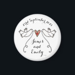 Personalised White Doves Wedding Magnet Favour<br><div class="desc">An illustration of 2 beautiful doves holding flowing ribbon with a love heart attached.</div>