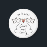 Personalised White Doves Wedding Magnet Favour<br><div class="desc">An illustration of 2 beautiful doves holding flowing ribbon with a love heart attached.</div>