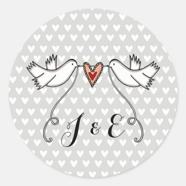Personalised White Doves Wedding Sticker (Front)