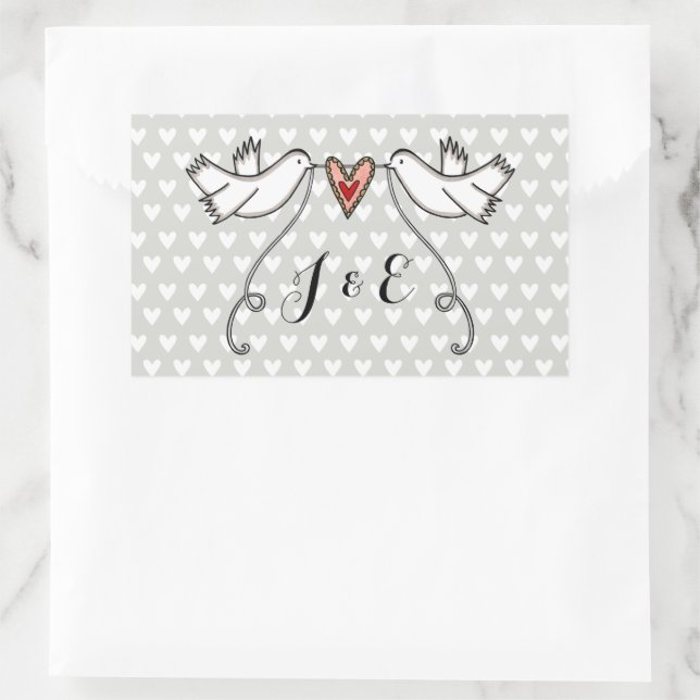 Personalised White Doves Wedding Sticker (Bag)