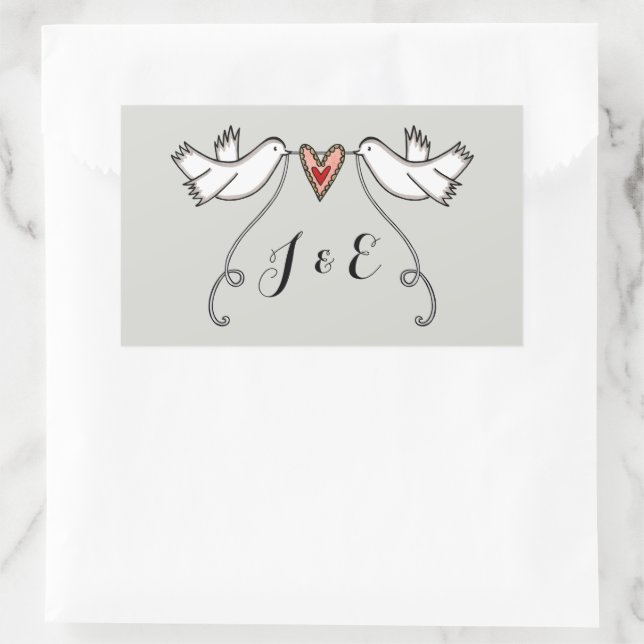 Personalised White Doves Wedding Sticker (Bag)