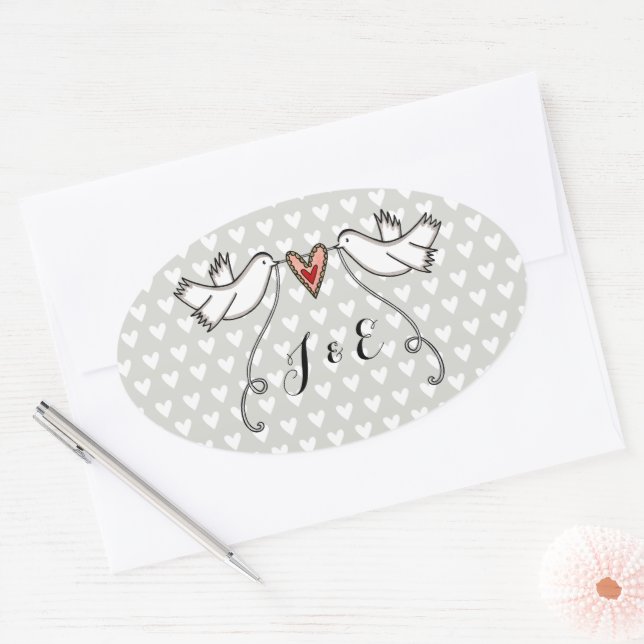 Personalised White Doves Wedding Sticker (Envelope)
