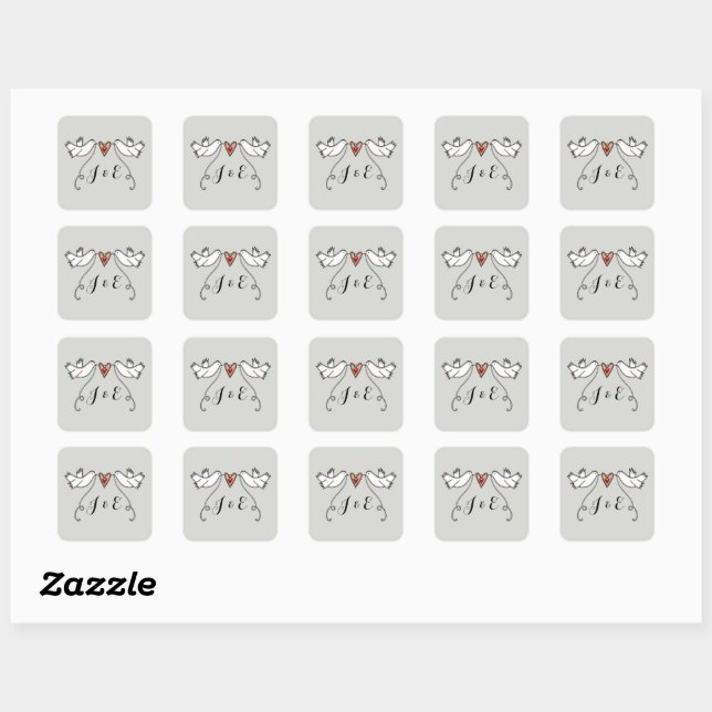 Personalised White Doves Wedding Sticker (Sheet)