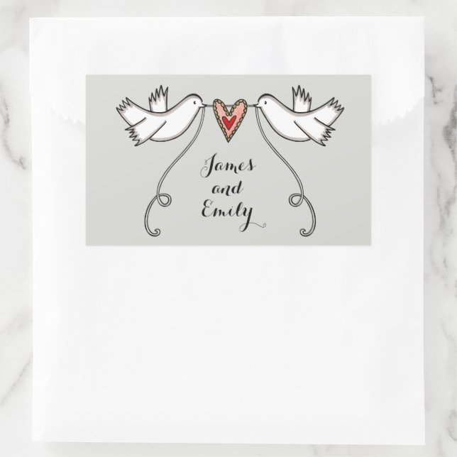 Personalised White Doves Wedding Sticker (Bag)