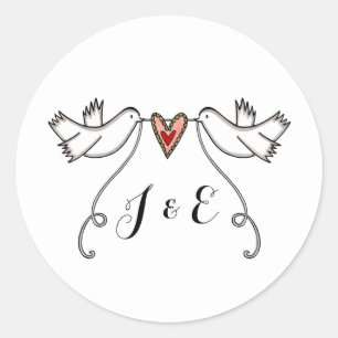 Personalised White Doves Wedding Sticker