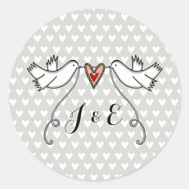 Personalised White Doves Wedding Sticker (Front)