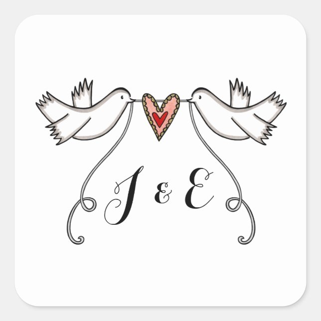 Personalised White Doves Wedding Sticker (Front)
