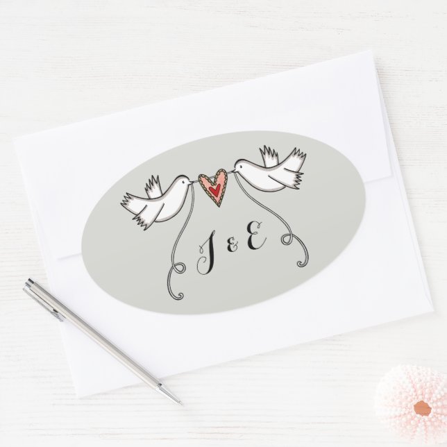 Personalised White Doves Wedding Sticker (Envelope)
