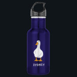 Personalised White Duck Illustration 532 Ml Water Bottle<br><div class="desc">Create the perfect personalised gift for duck lovers. This water bottle features a simple,  realistic style illustration of a white duck with an orange bill and orange feet,  and your own name or message in white lettering.</div>