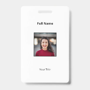 Personalised White Employee Badge Photo & Text ID Badge