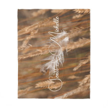 Personalised White Feather In Golden Meadow