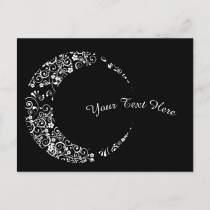 Personalised White Floral Crescent Moon Card