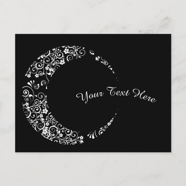 Personalised White Floral Crescent Moon Card (Front)