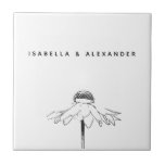 Personalised White Floral Line Anniversary Wedding Tile<br><div class="desc">Elegant and timeless, this personalised ceramic tile features a delicate hand-drawn botanical illustration paired with modern minimalist typography. Perfect as a decorative piece, wedding keepsake, or custom home accent, this tile makes a thoughtful gift for couples, newlyweds, or nature lovers who appreciate refined, contemporary design. Display it as a coaster,...</div>