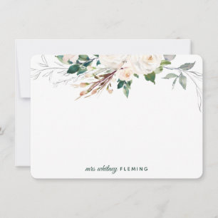 Personalised White Floral Watercolor Greenery Mrs Card